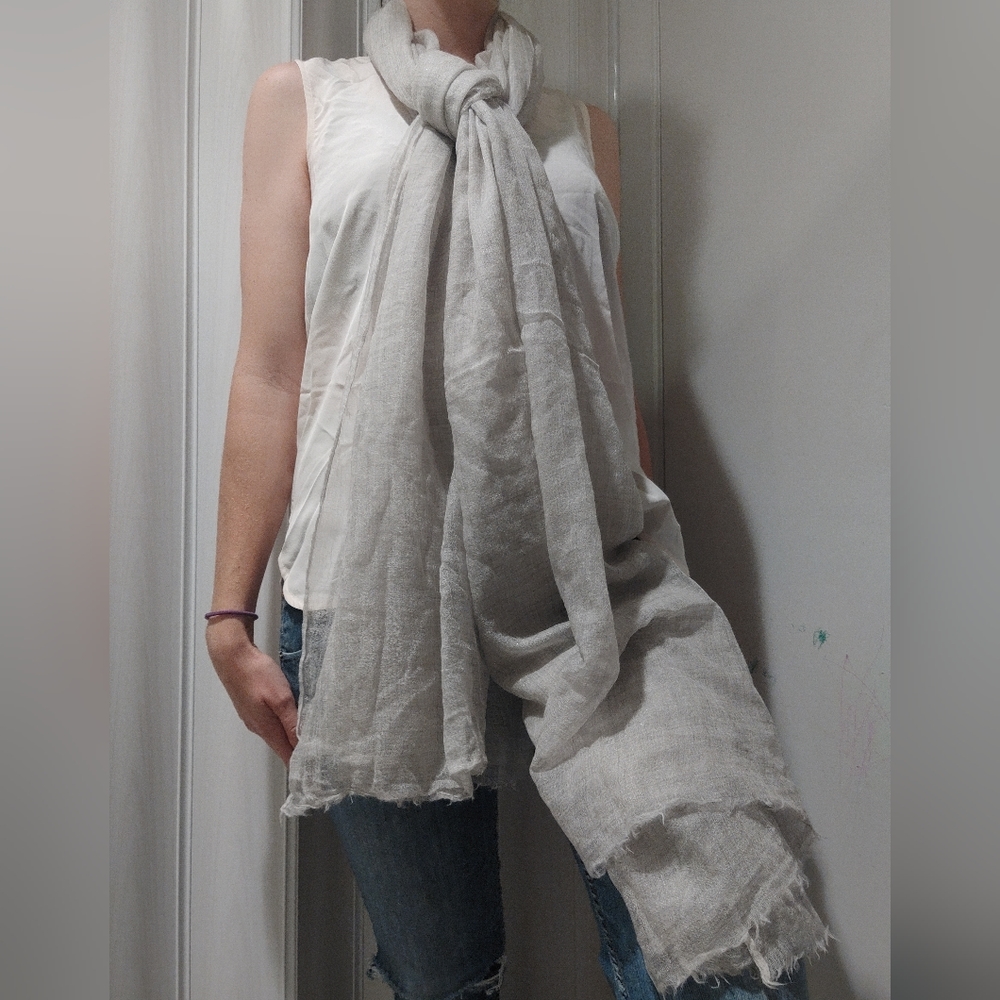 Brunello Cucinelli sparkly creme cashmere blanket scarf